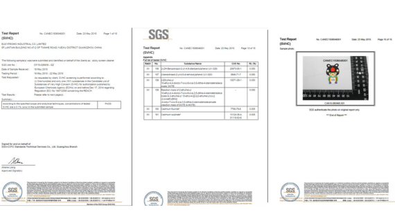 SGS of sticky cleaner